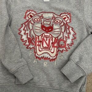Kenzo Kids Gray Sweatshirt with Red Embroidery